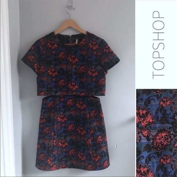 Topshop Dresses & Skirts - TOPSHOP Floral Brocade Cutout Dress • 8